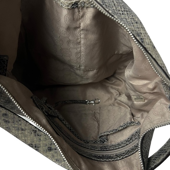 Michael Kors Purse Fulton Leather Python Reptile Embossed Hobo Shoulder Bag Snak - Picture 2 of 12